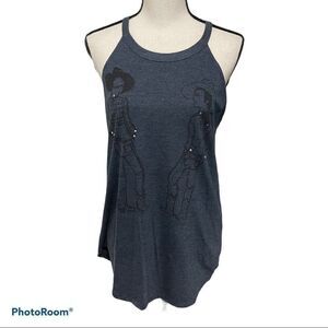 District Perfect Tri Graphic Tank Top Women's Medium Cowboy Western Print
